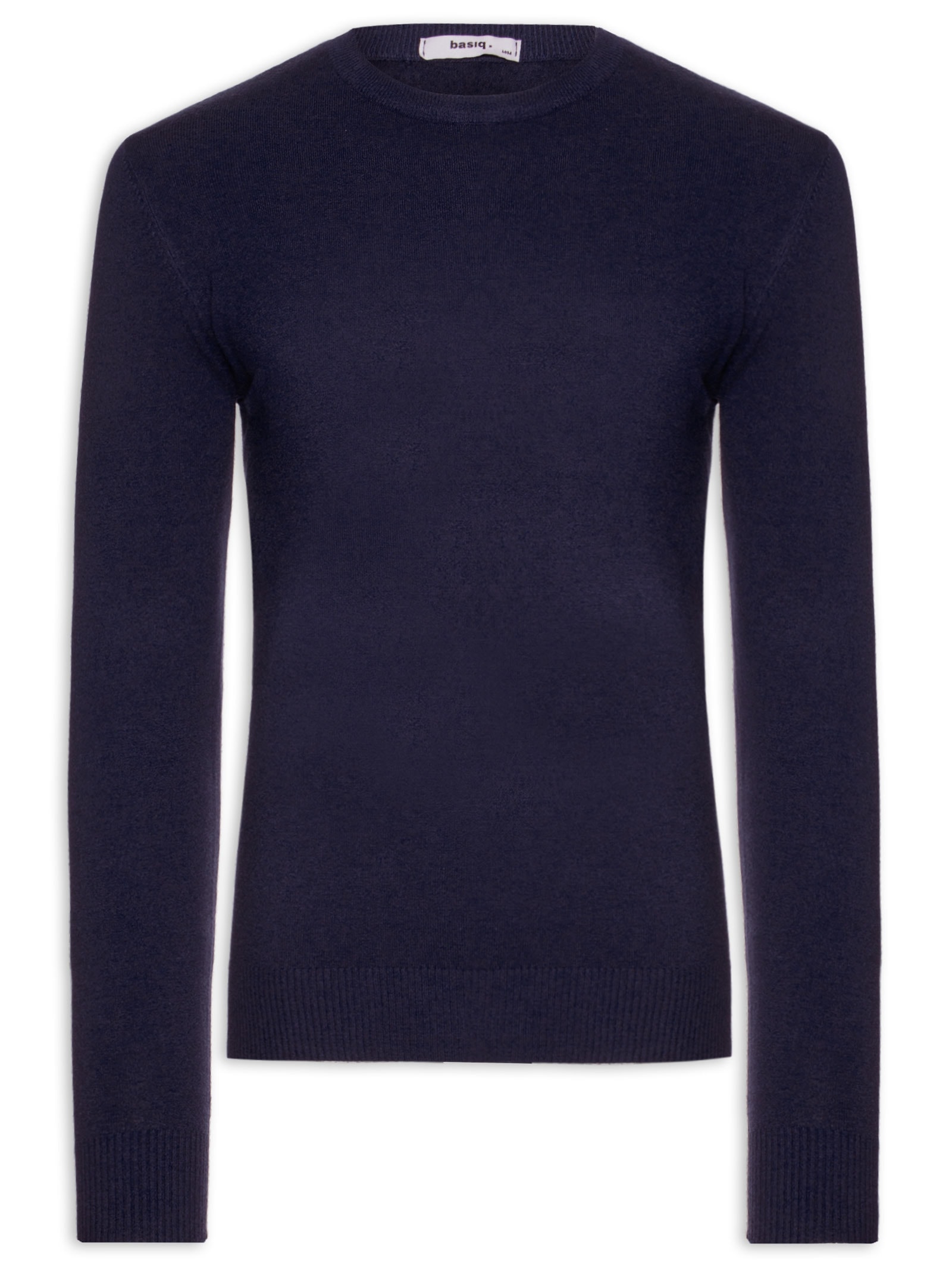 Suéter Tricot Masculino Básico Gola Redonda Azul Basiq Men