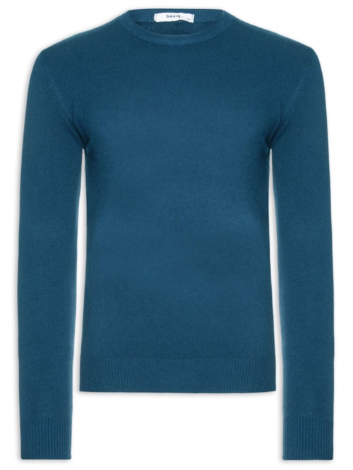 Suéter Tricot Masculino Básico Gola Redonda – Azul