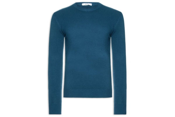 Suéter Tricot Masculino Básico Gola Redonda - Azul