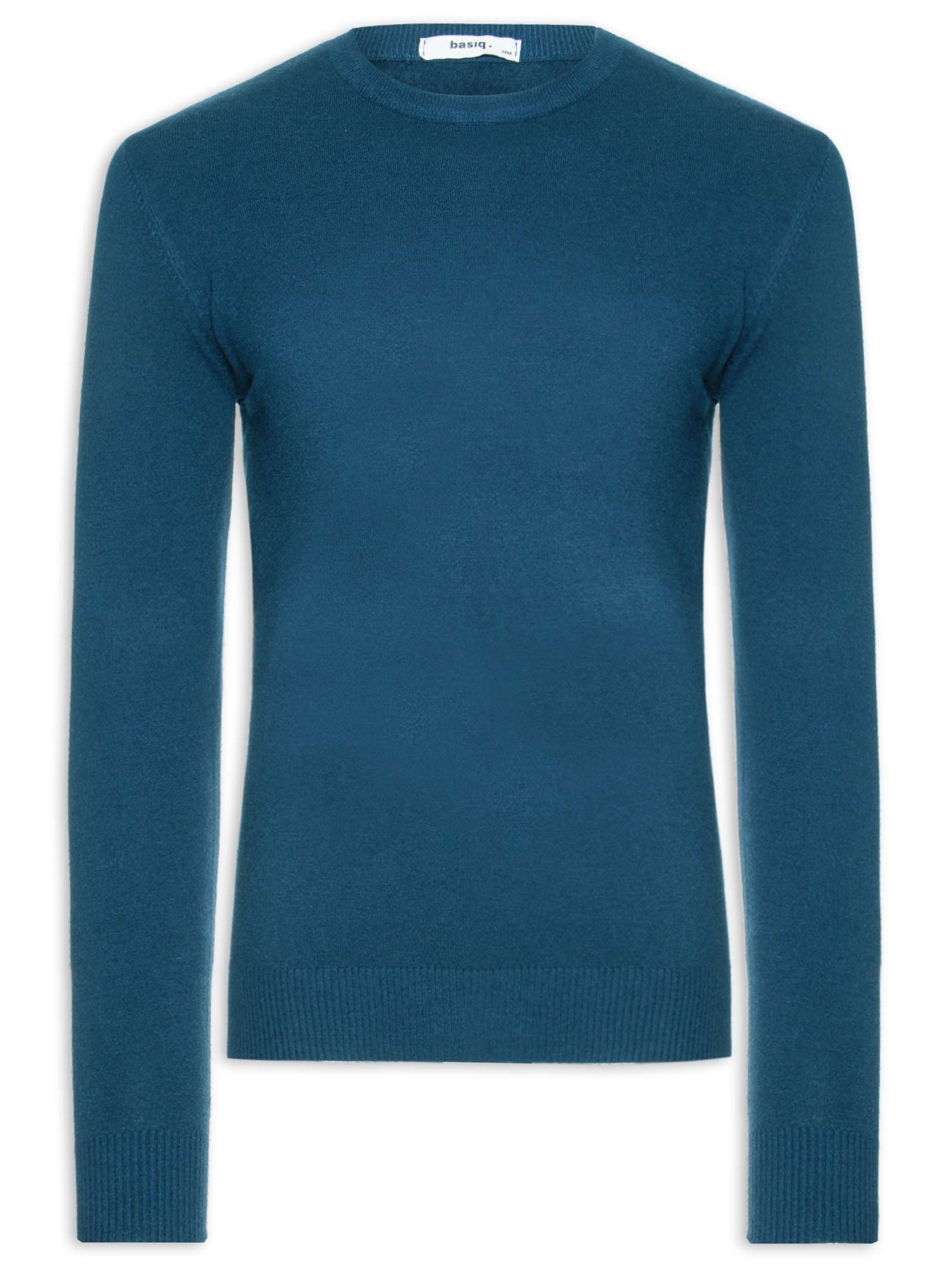 Suéter Tricot Masculino Básico Gola Redonda Azul Basiq Men
