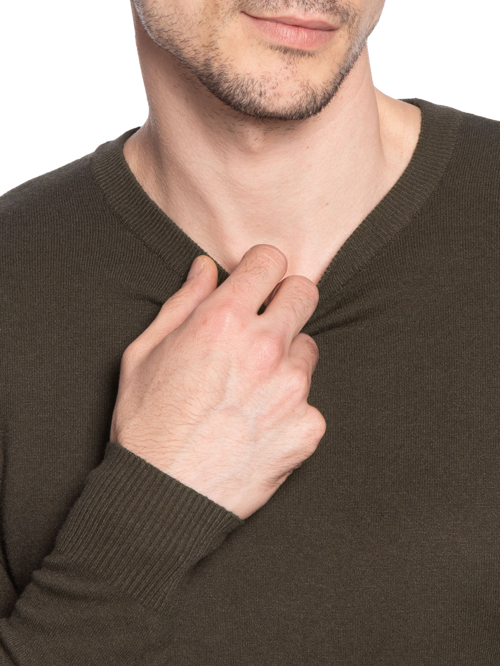 Suéter Tricot Masculino Básico Gola Redonda Bege Basiq Men