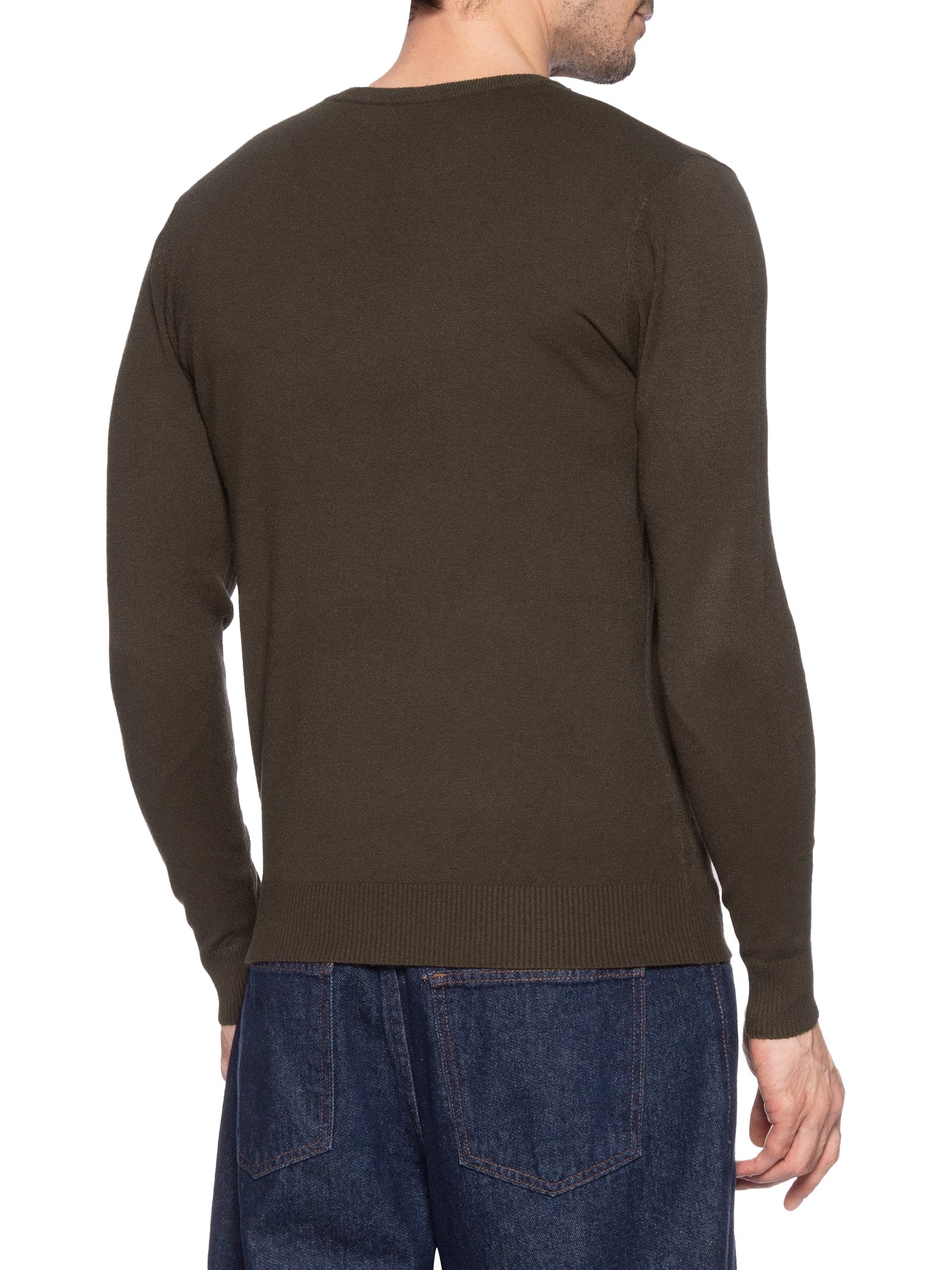 Suéter Tricot Masculino Básico Gola Redonda Bege Basiq Men