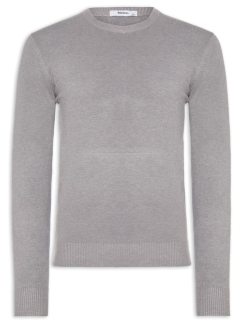 Suéter Tricot Masculino Básico Gola Redonda – Cinza