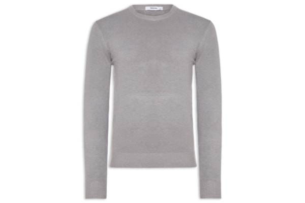 Suéter Tricot Masculino Básico Gola Redonda - Cinza