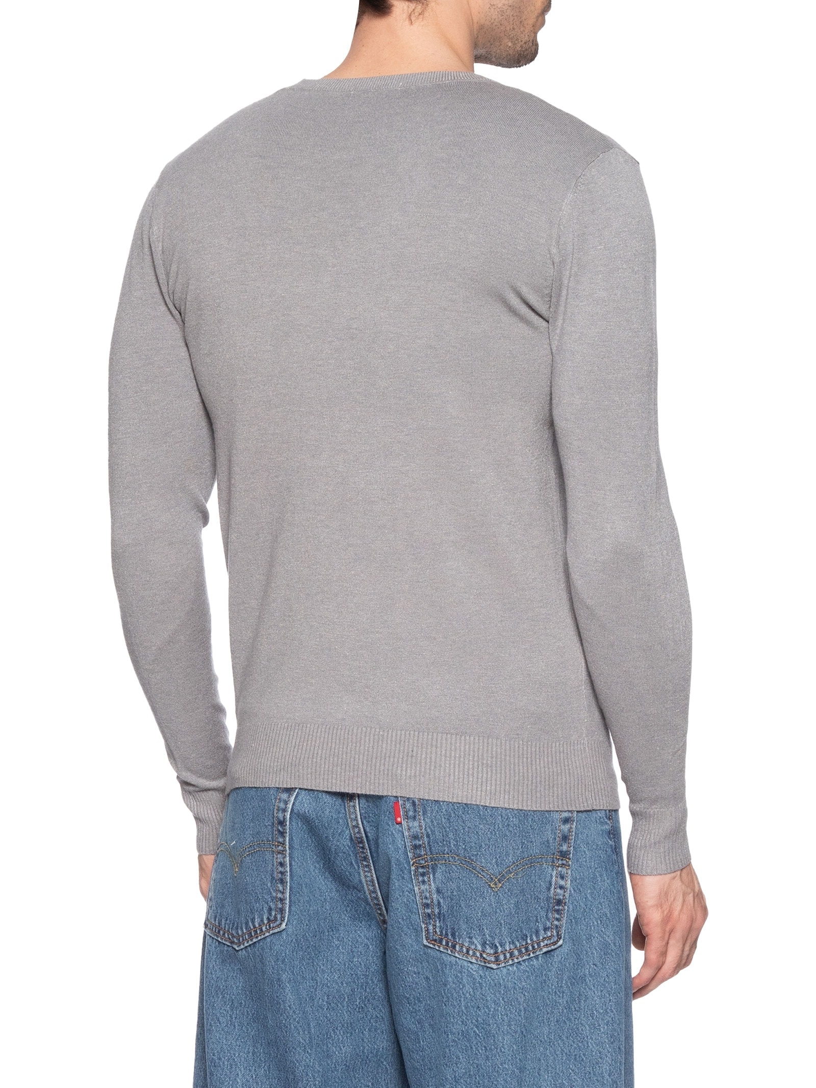 Suéter Tricot Masculino Básico Gola Redonda Cinza Basiq Men