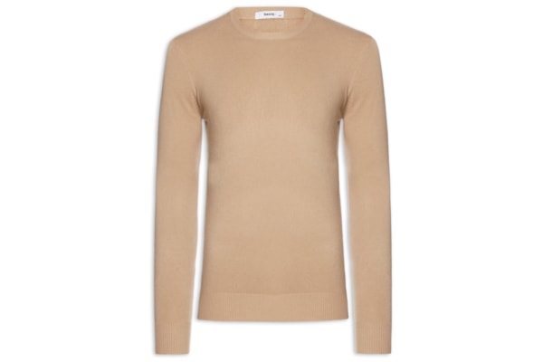 Suéter Tricot Masculino Básico Gola Redonda - Marrom