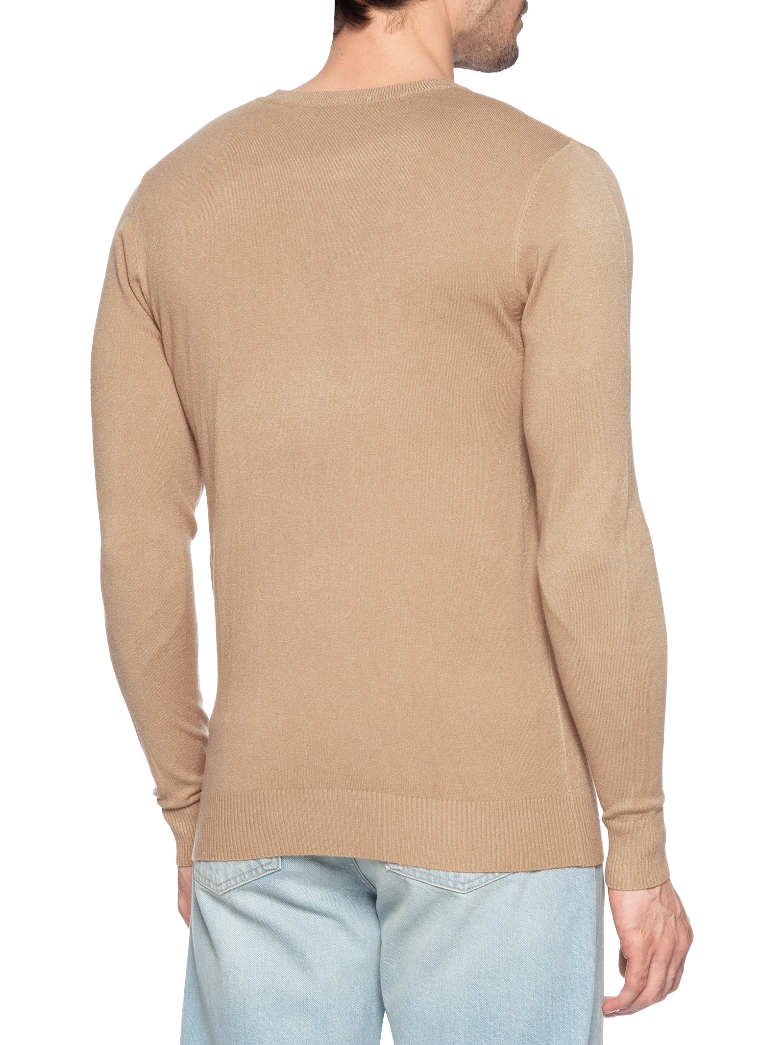 Suéter Tricot Masculino Básico Gola Redonda Marrom Basiq Men