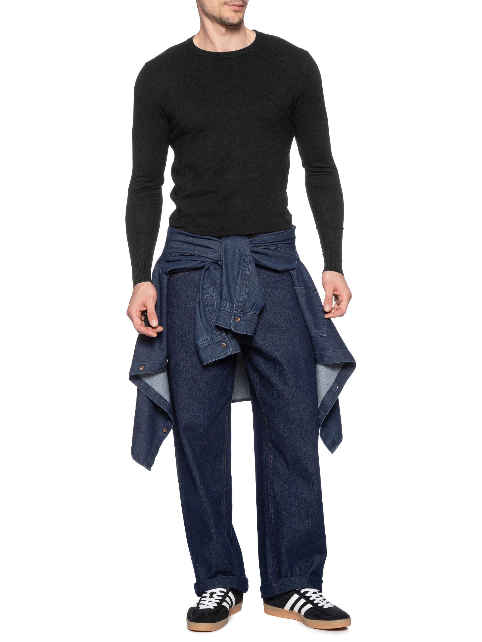 Suéter Tricot Masculino Básico Gola Redonda Preto Basiq Men