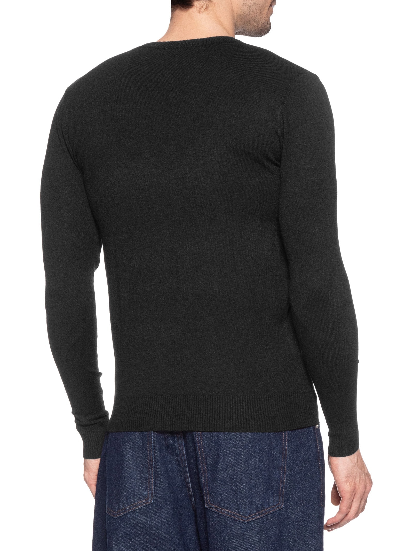 Suéter Tricot Masculino Básico Gola Redonda Preto Basiq Men