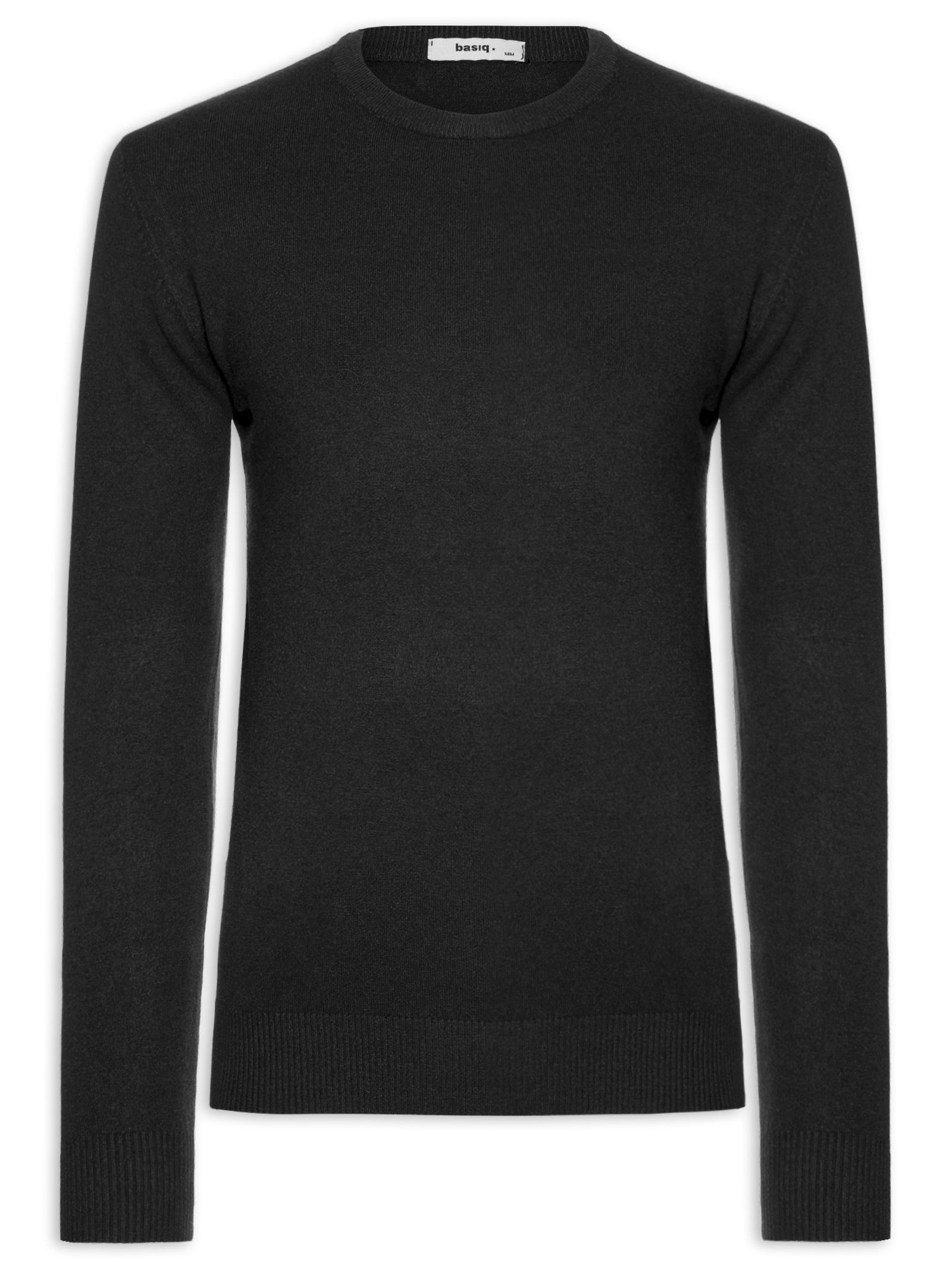 Suéter Tricot Masculino Básico Gola Redonda Preto Basiq Men