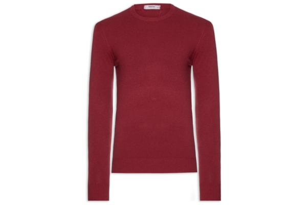 Suéter Tricot Masculino Básico Gola Redonda - Vermelho