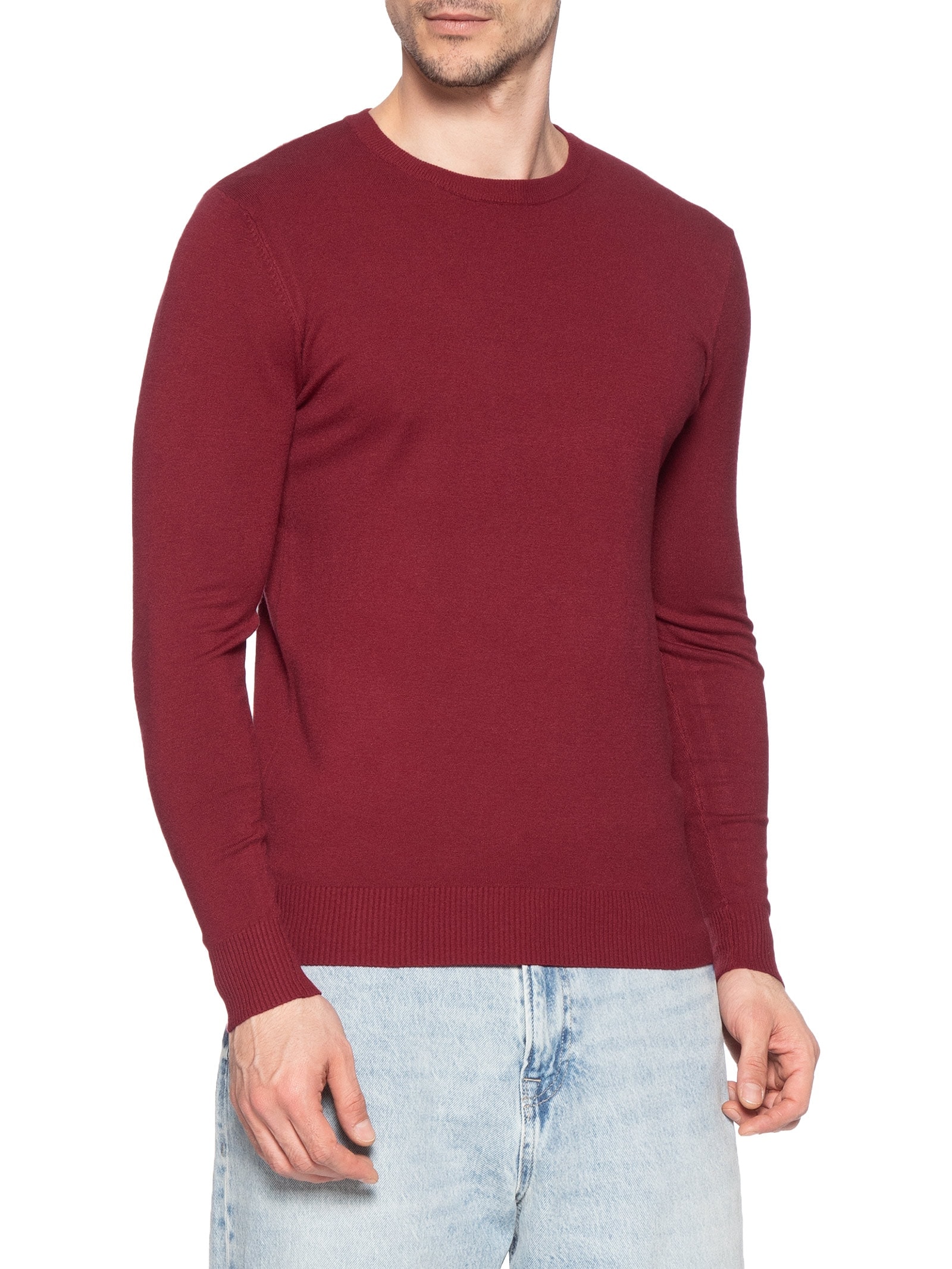 Suéter Tricot Masculino Básico Gola Redonda Vermelho Basiq Men