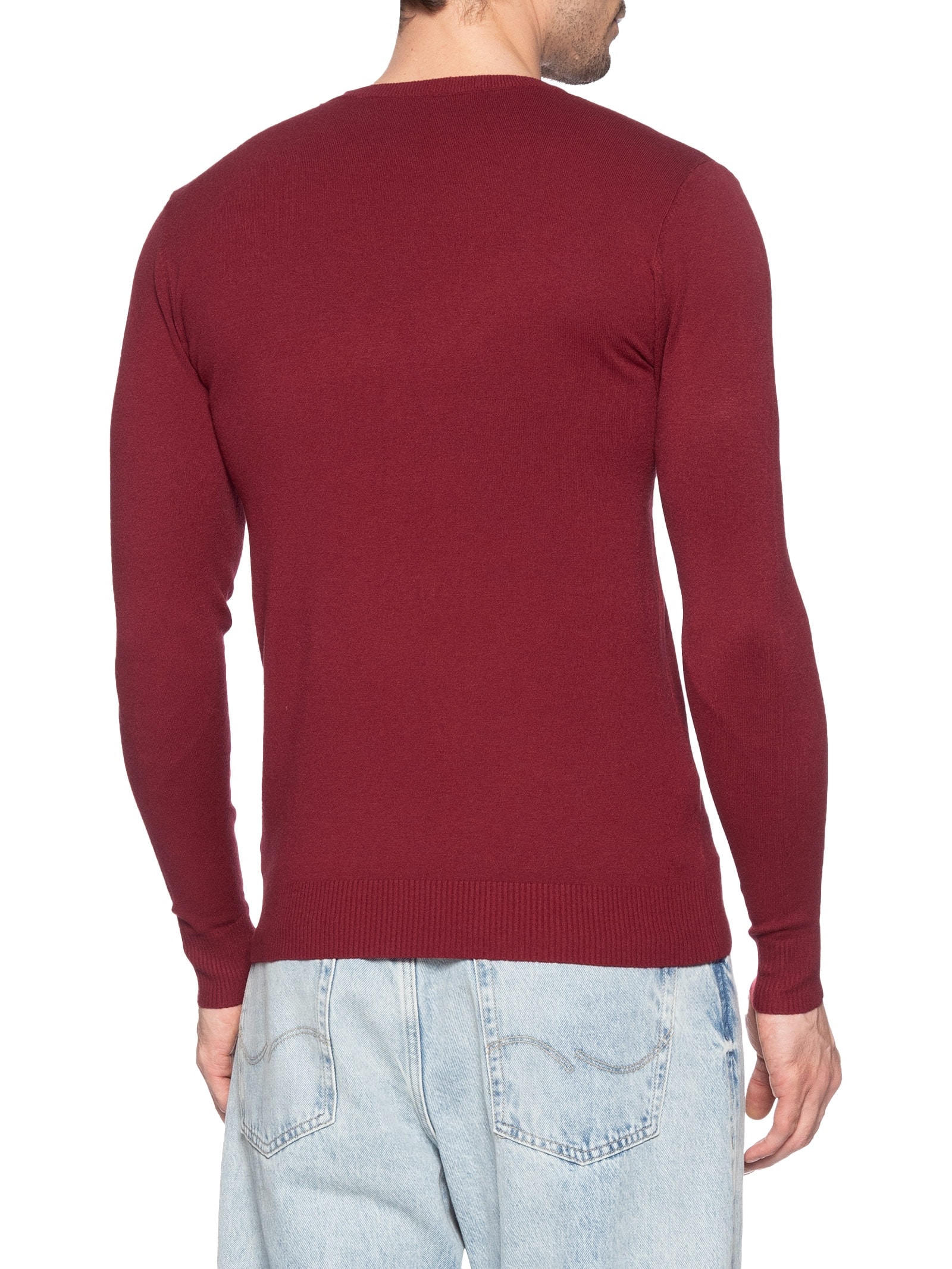 Suéter Tricot Masculino Básico Gola Redonda Vermelho Basiq Men