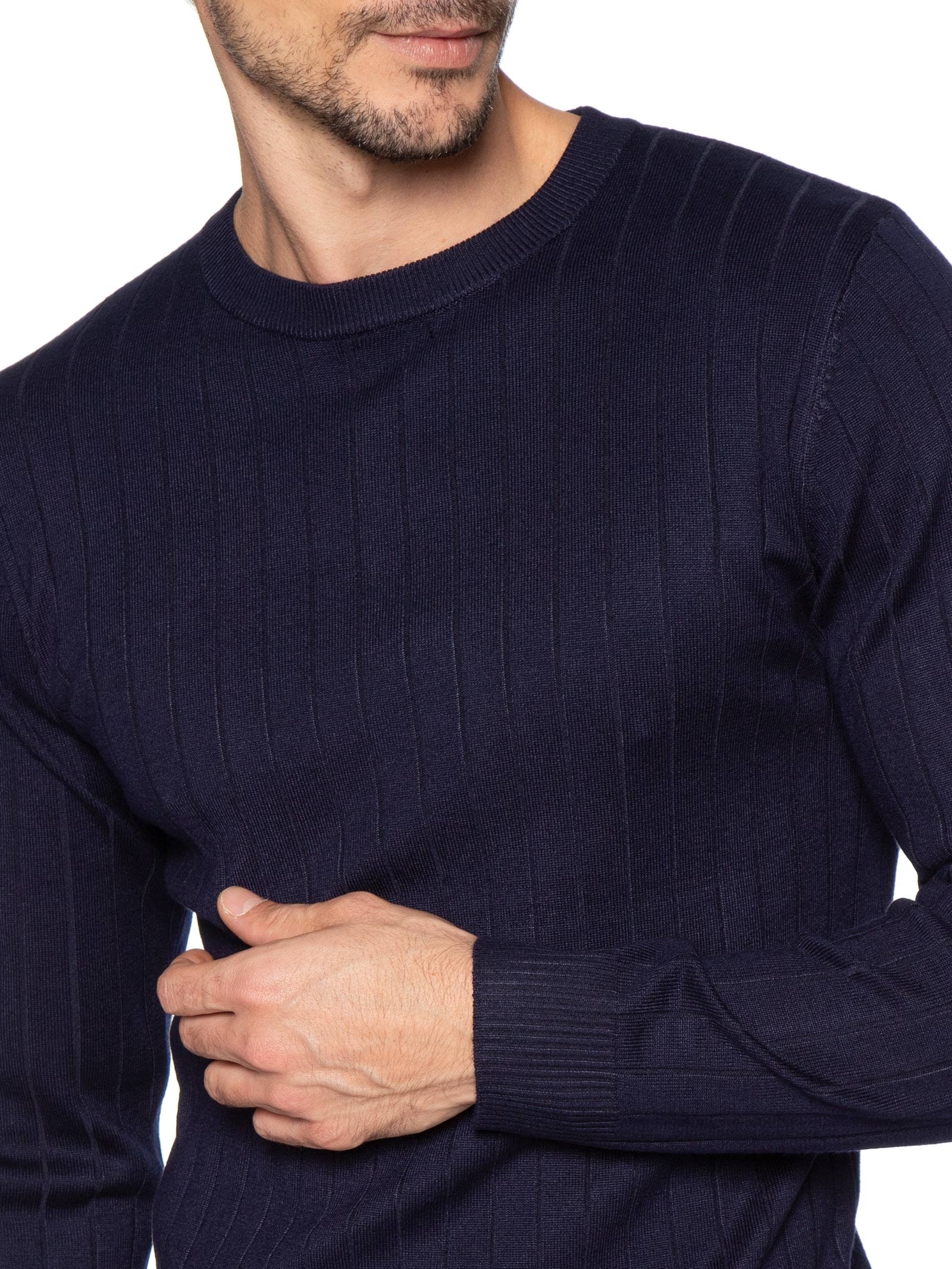 Suéter Tricot Masculino Com Textura Azul Basiq Men