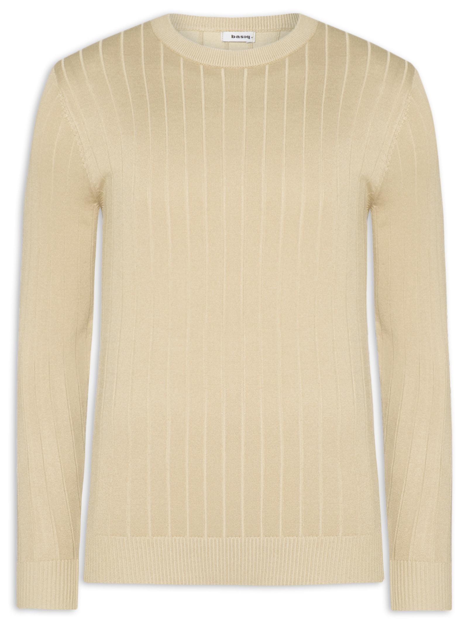 Suéter Tricot Masculino Com Textura Bege Basiq Men