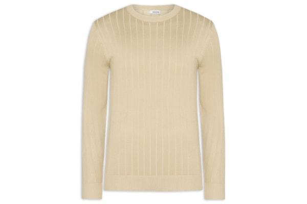 Suéter Tricot Masculino Com Textura - Bege