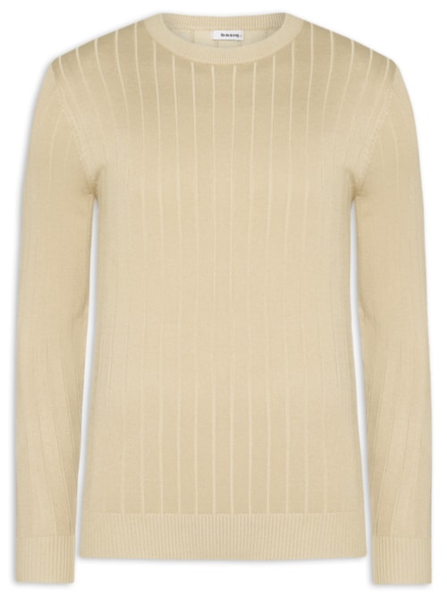 Suéter Tricot Masculino Com Textura – Bege