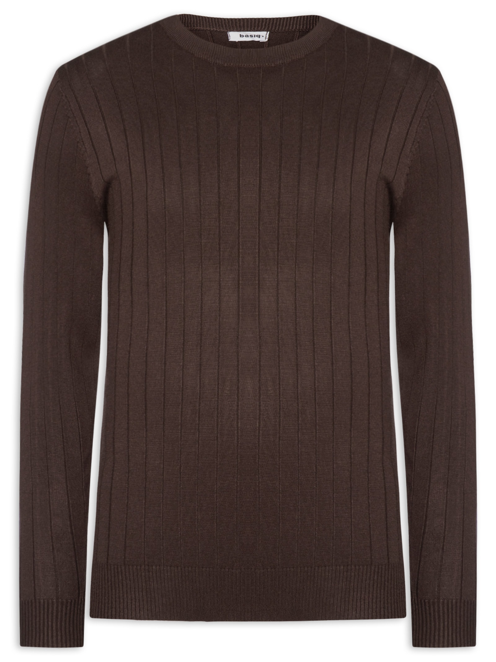 Suéter Tricot Masculino Com Textura Marrom Basiq Men