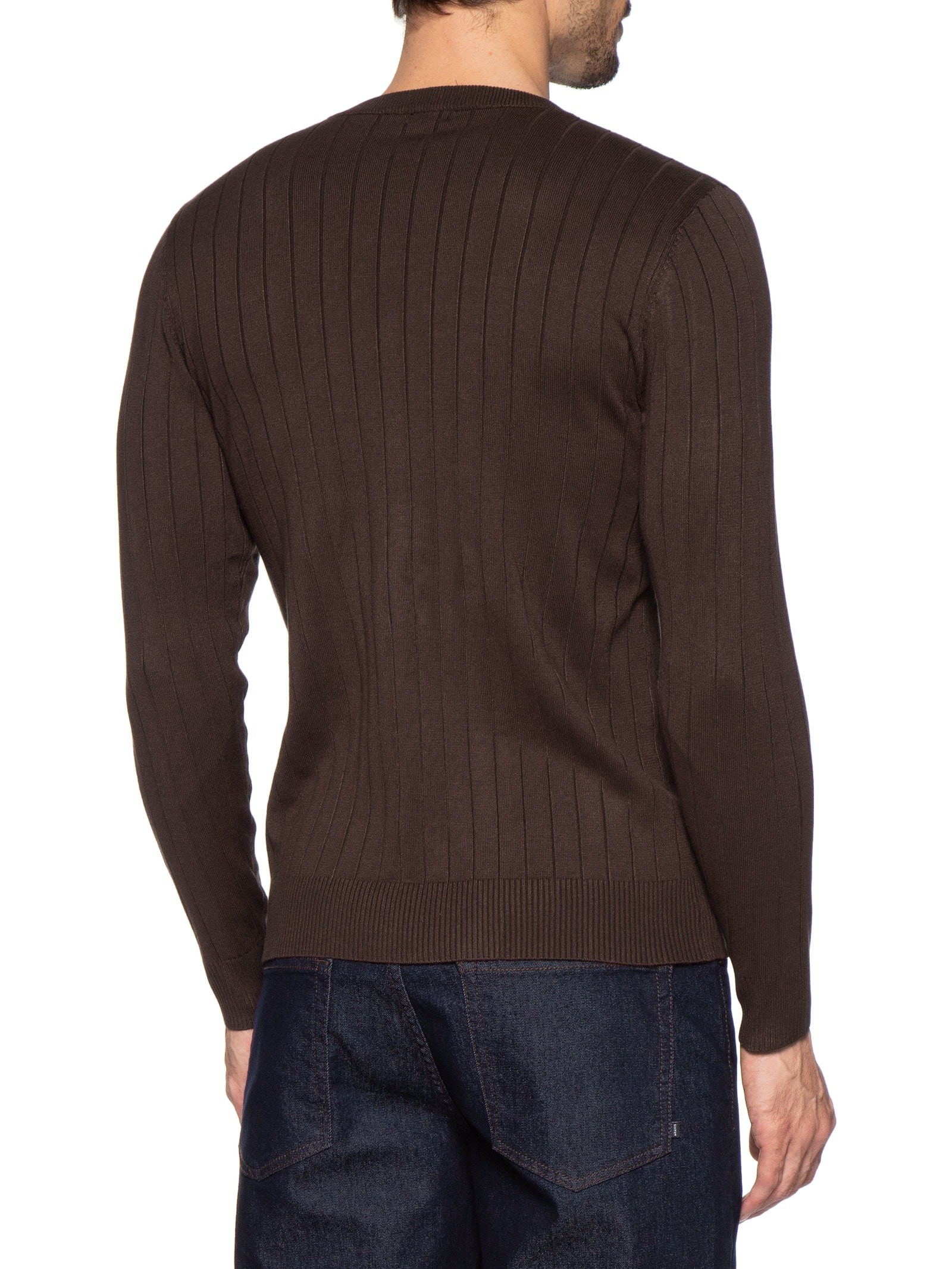 Suéter Tricot Masculino Com Textura Marrom Basiq Men