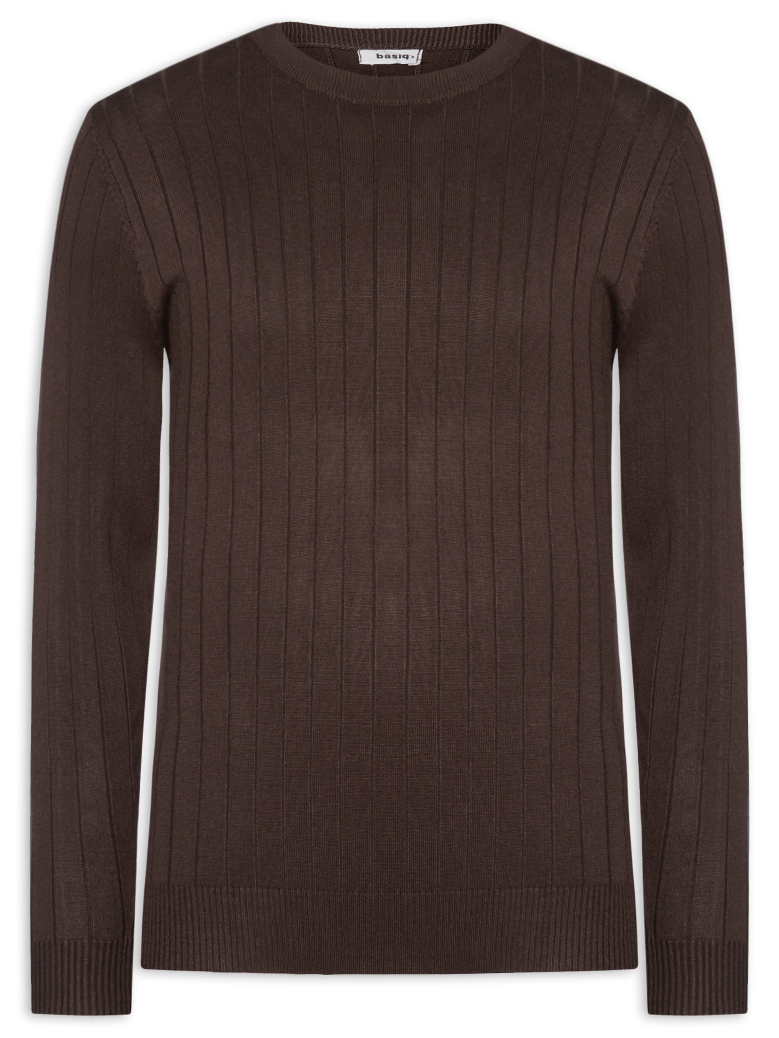 Suéter Tricot Masculino Com Textura Marrom Basiq Men