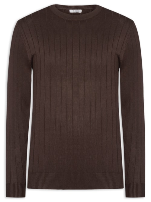 Suéter Tricot Masculino Com Textura – Marrom