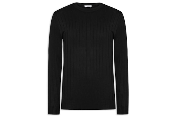 Suéter Tricot Masculino Com Textura - Preto