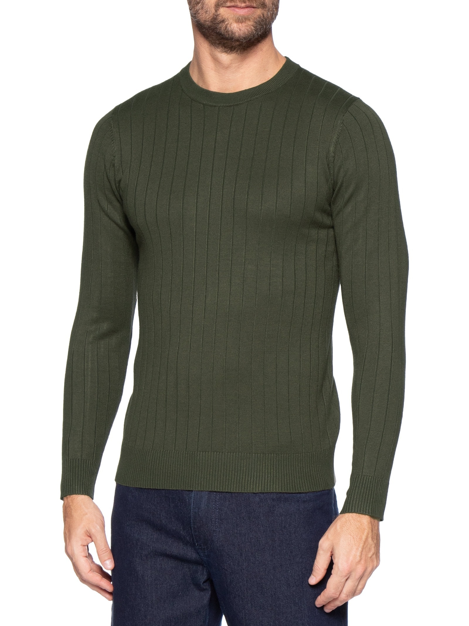 Suéter Tricot Masculino Com Textura Verde Basiq Men