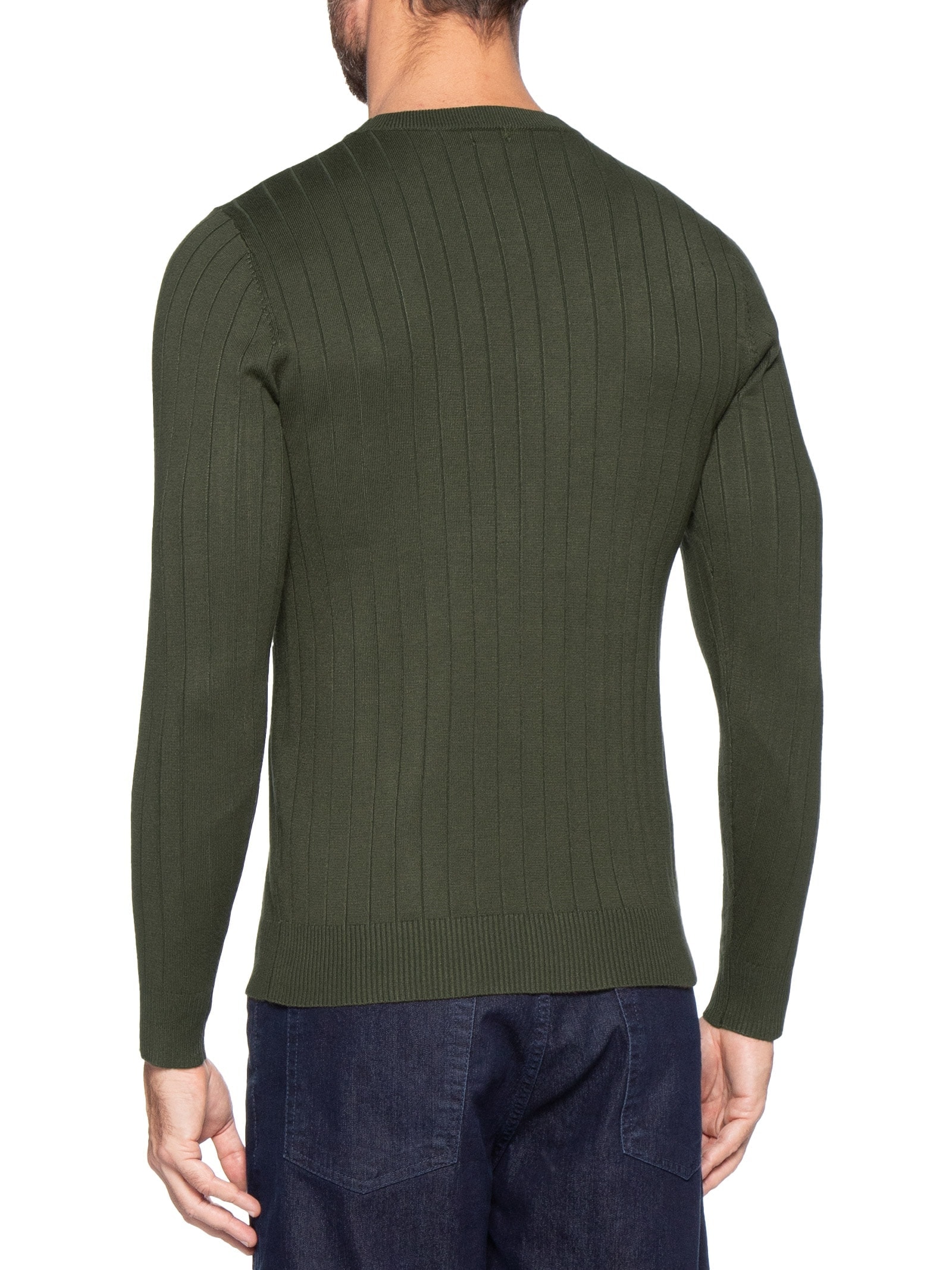 Suéter Tricot Masculino Com Textura Verde Basiq Men