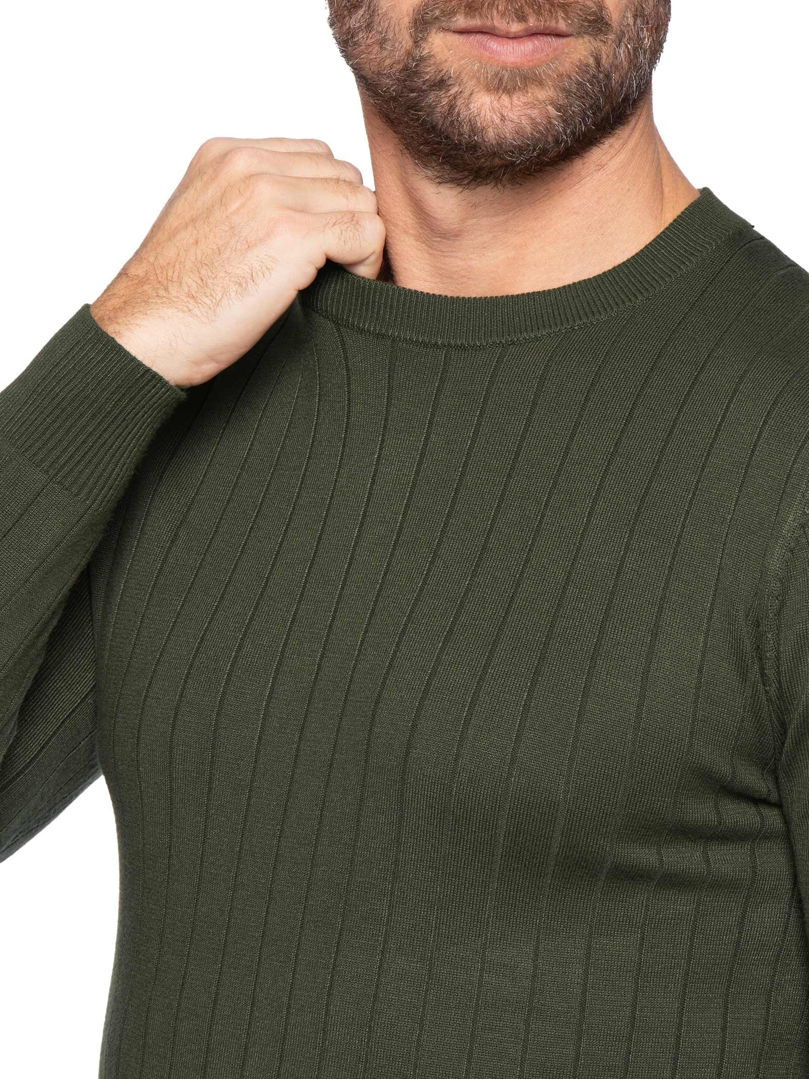 Suéter Tricot Masculino Com Textura Verde Basiq Men