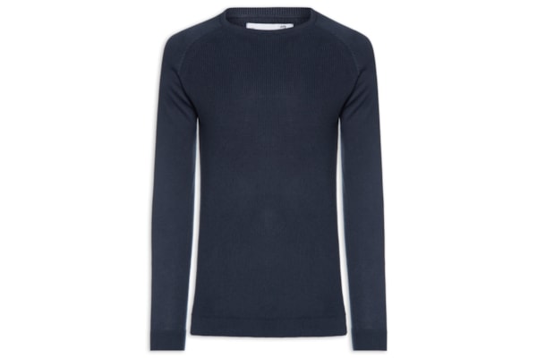 Suéter Tricot Masculino Corpo Tranças Mg Lisa - Azul