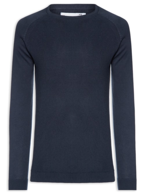 Suéter Tricot Masculino Corpo Tranças Mg Lisa - Azul