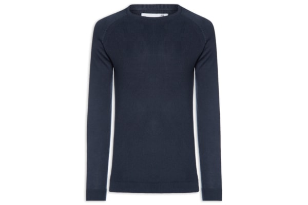Suéter Tricot Masculino Corpo Tranças Mg Lisa - Azul