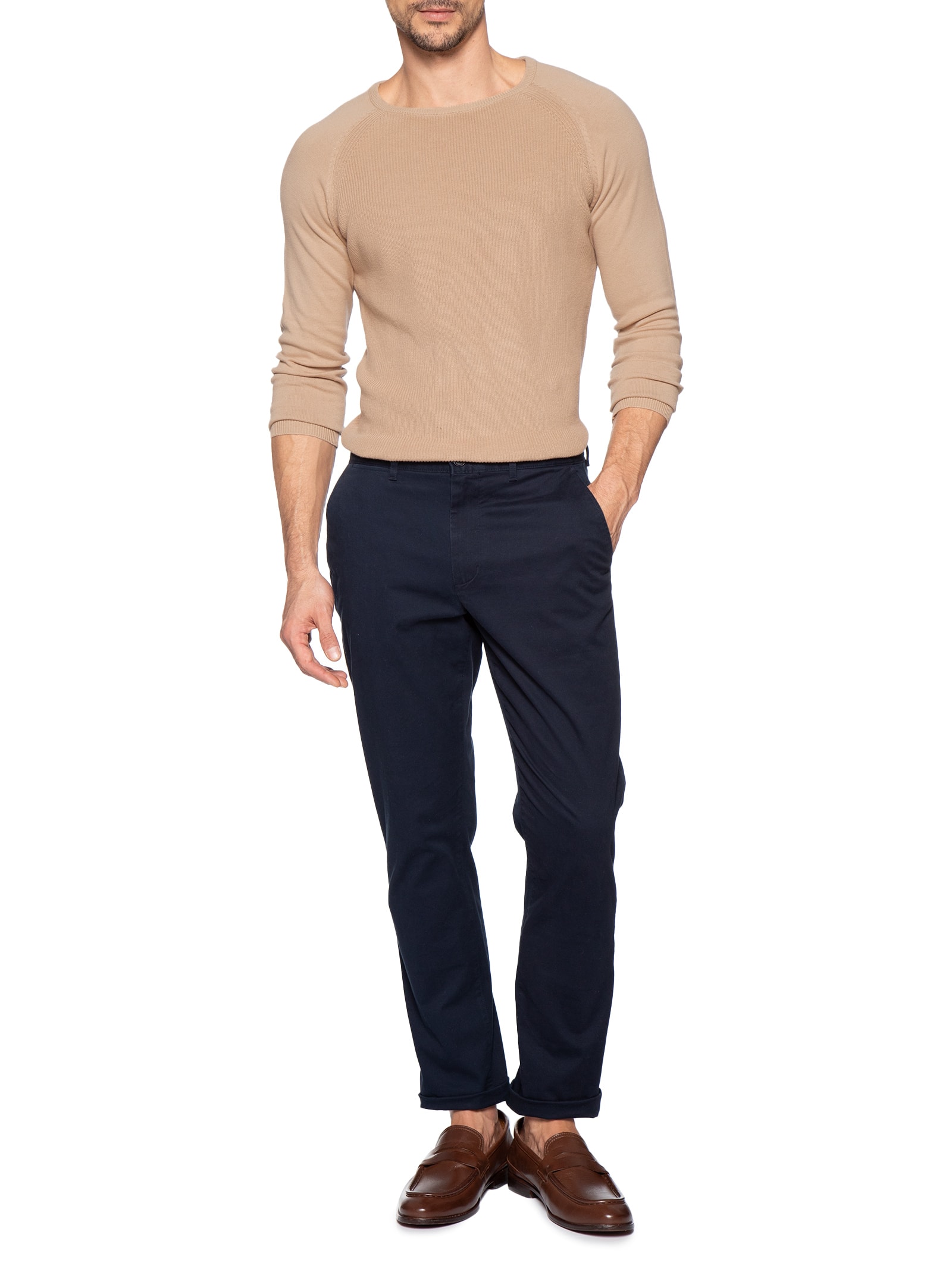 Suéter Tricot Masculino Corpo Tranças Mg Lisa Bege '2 Essential