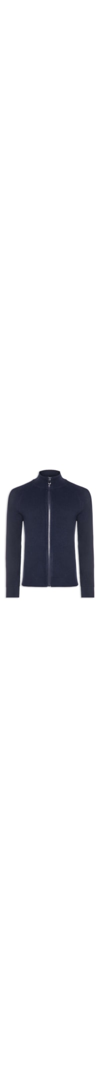 Suéter Tricot Masculino Gola Alta Com Zíper - Azul