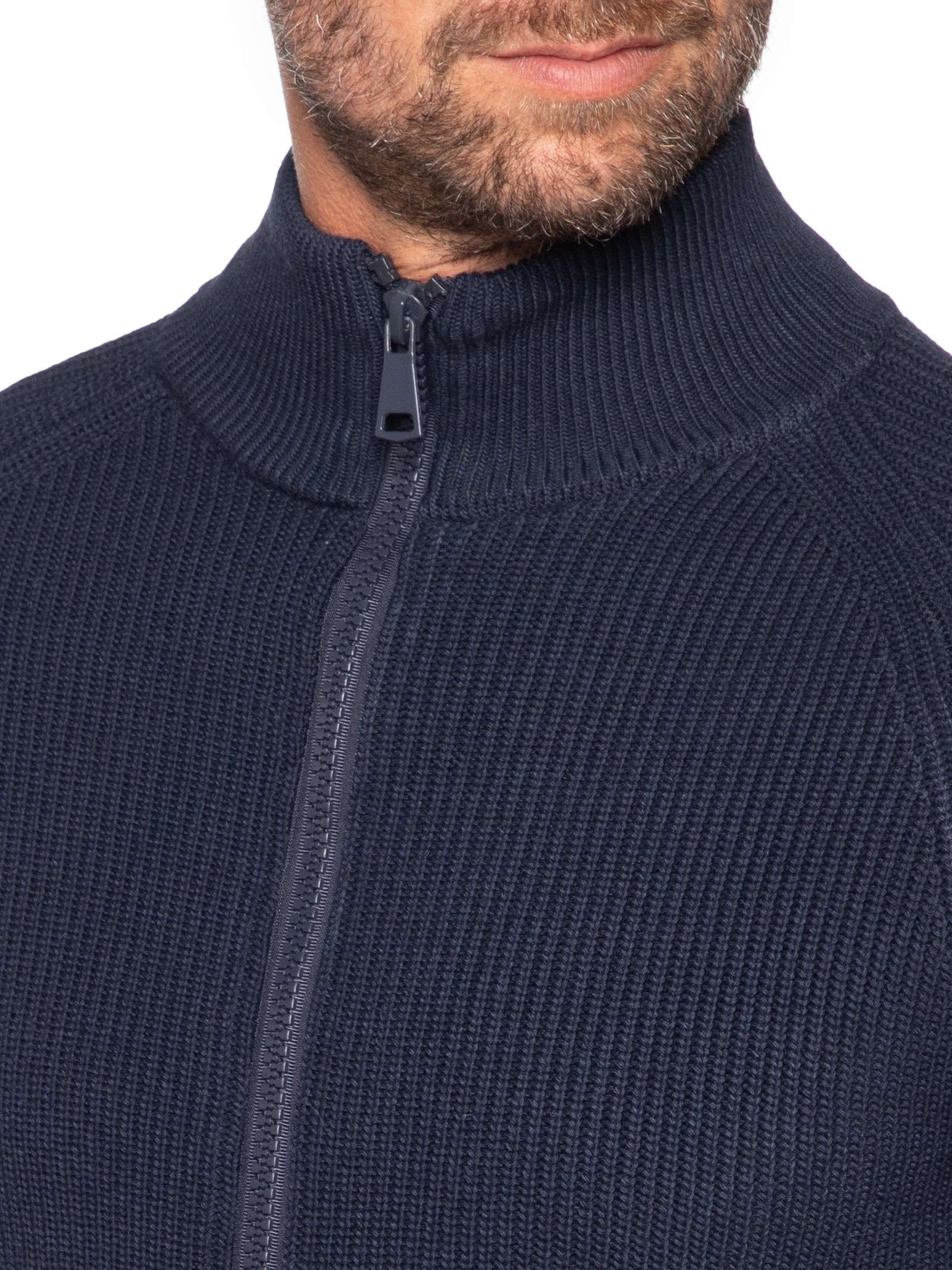 Suéter Tricot Masculino Gola Alta Com Zíper Azul Basiq Men