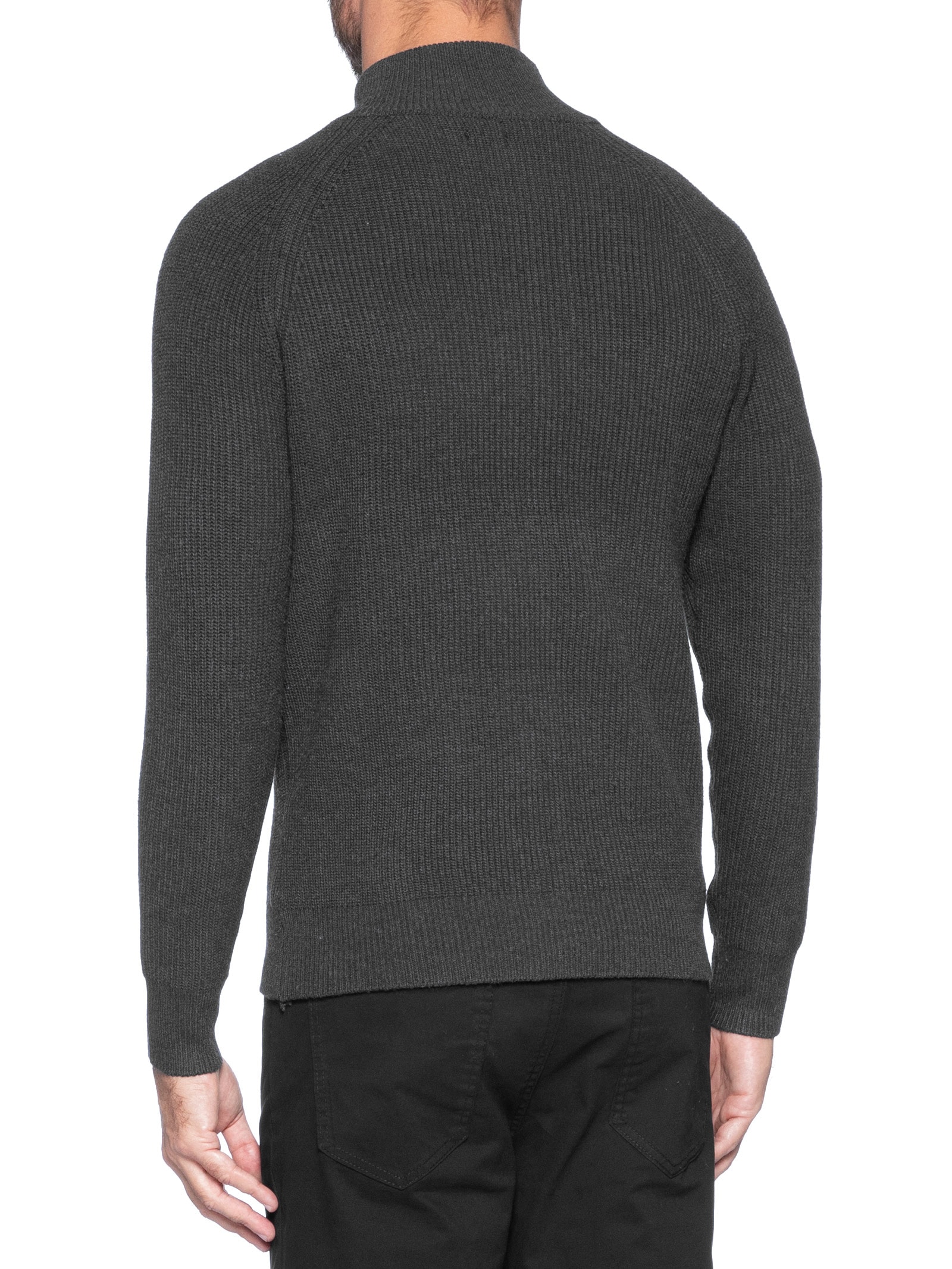 Suéter Tricot Masculino Gola Alta Com Zíper Cinza Basiq Men