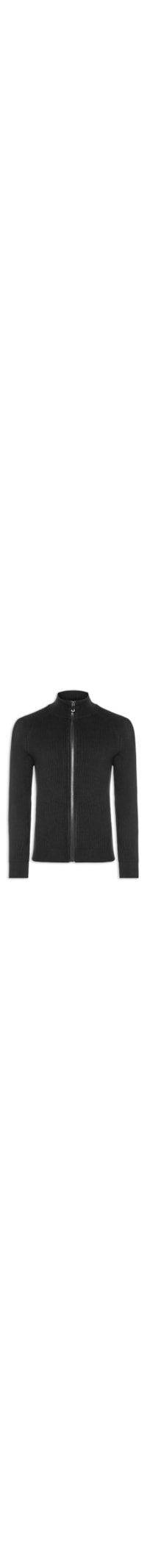Suéter Tricot Masculino Gola Alta Com Zíper - Preto