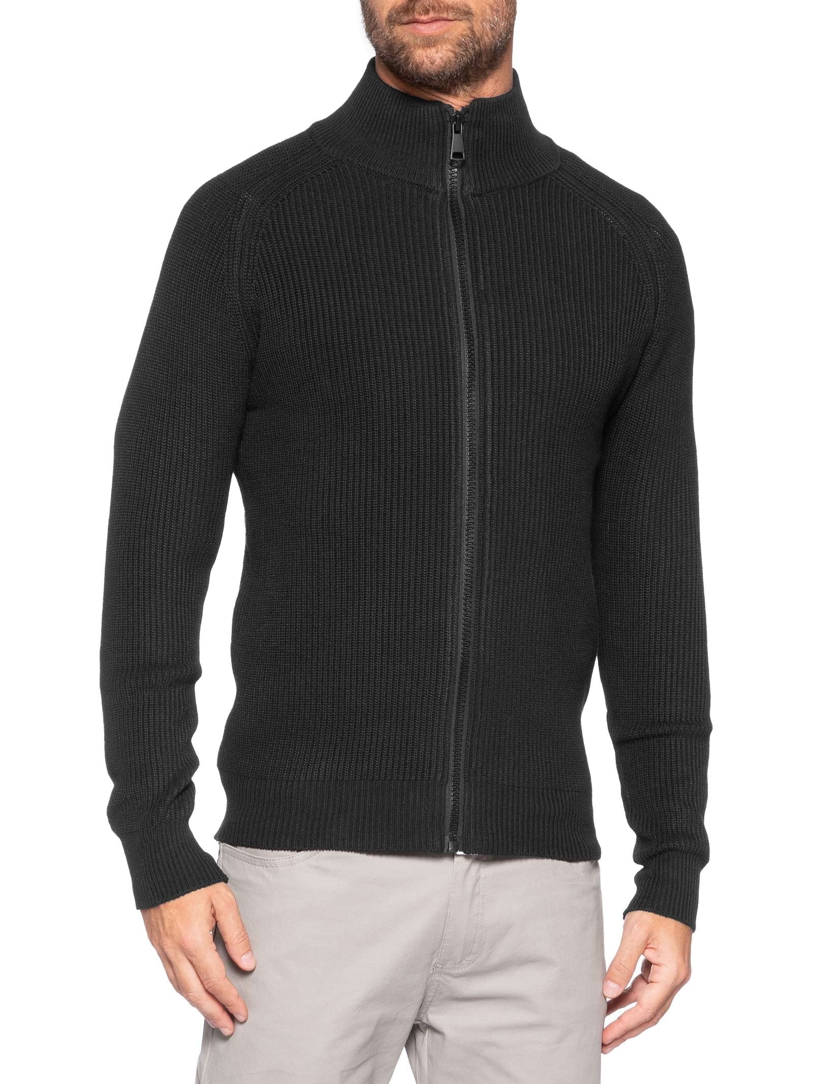 Suéter Tricot Masculino Gola Alta Com Zíper Preto Basiq Men