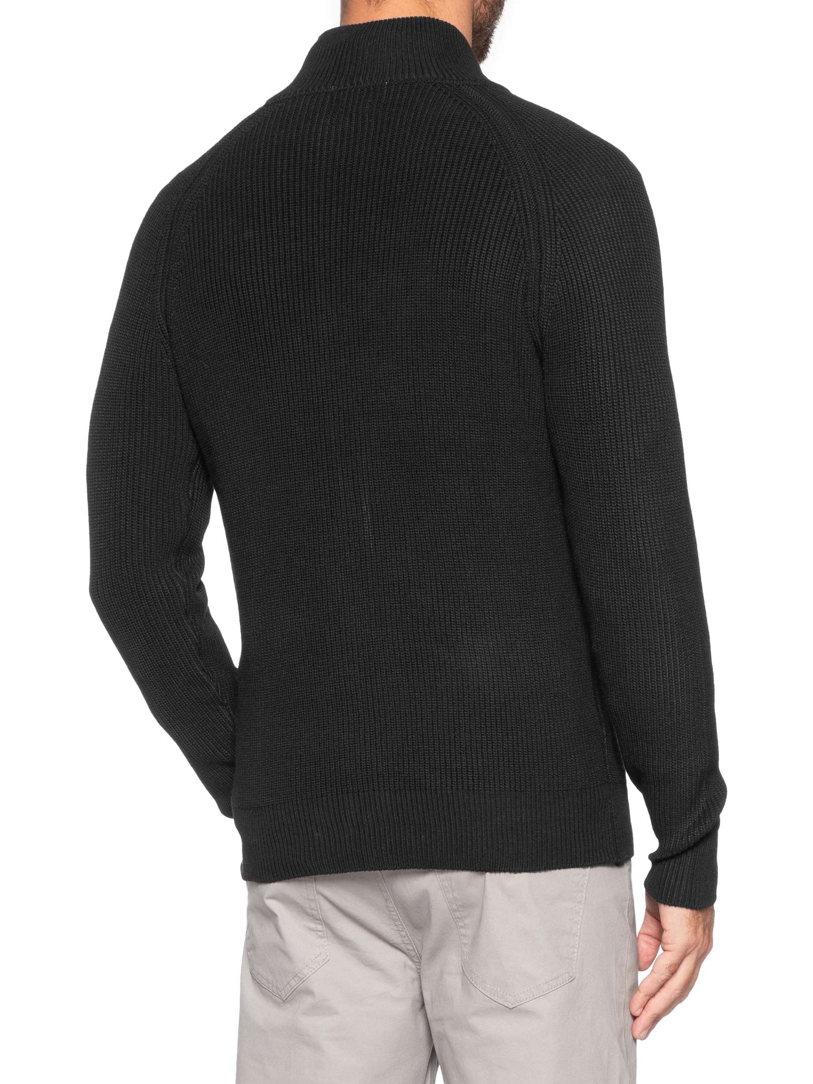 Suéter Tricot Masculino Gola Alta Com Zíper Preto Basiq Men