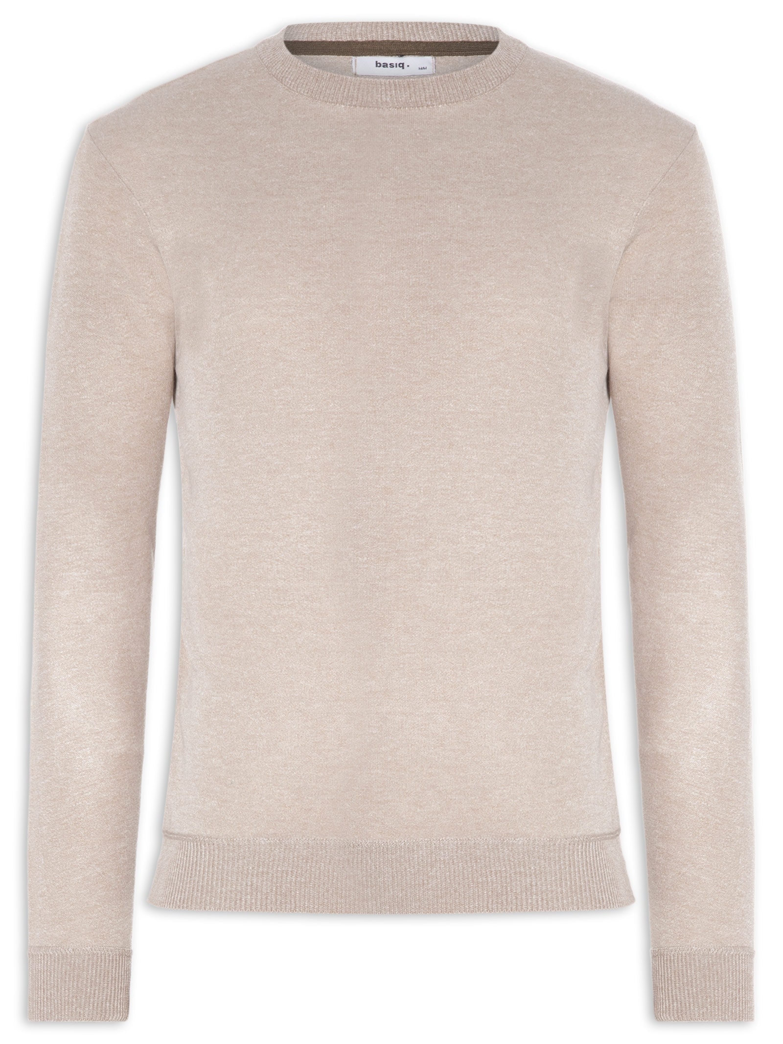 Suéter Tricot Masculino Gola Redonda Bege Basiq Men
