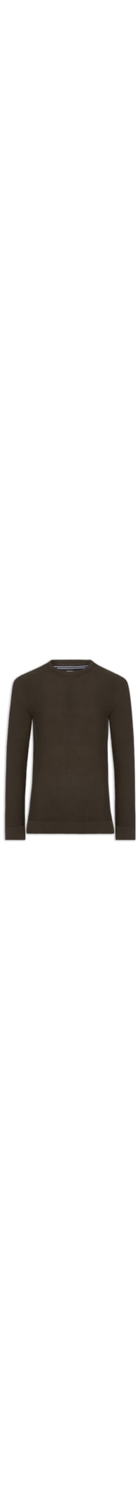 Suéter Tricot Masculino Gola Redonda Det Ombro - Marrom