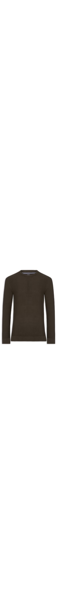 Suéter Tricot Masculino Gola Redonda Det Ombro - Marrom