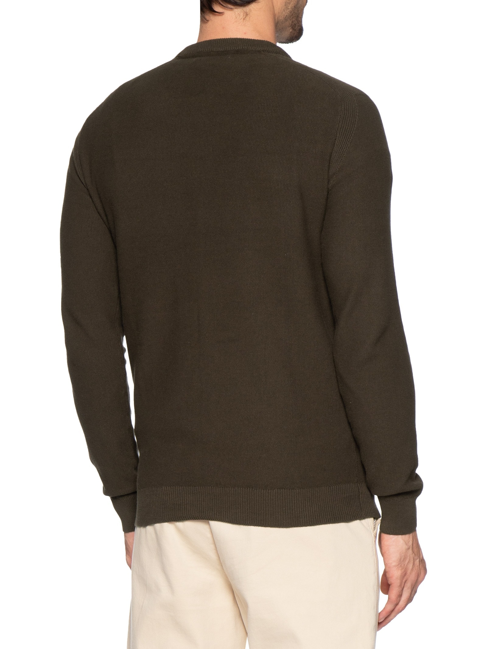 Suéter Tricot Masculino Gola Redonda Det Ombro Marrom '2 Essential