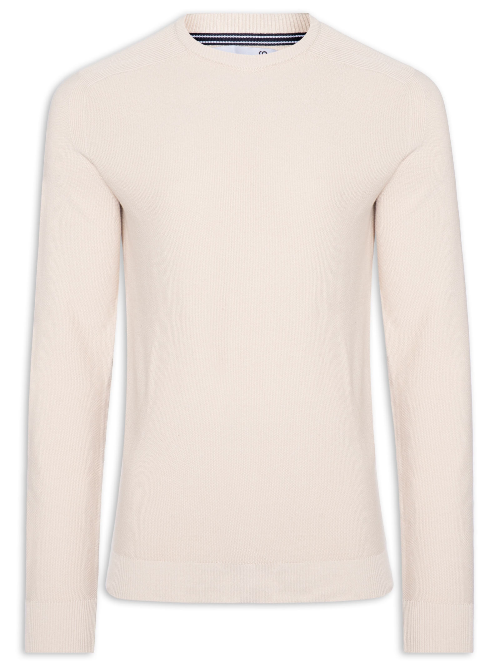 Suéter Tricot Masculino Gola Redonda Det Ombro Off White '2 Essential
