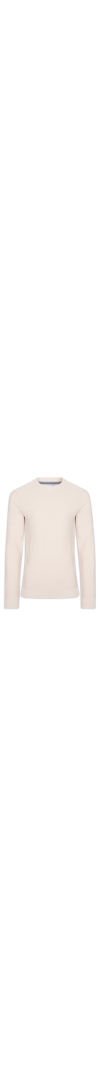 Suéter Tricot Masculino Gola Redonda Det Ombro - Off White