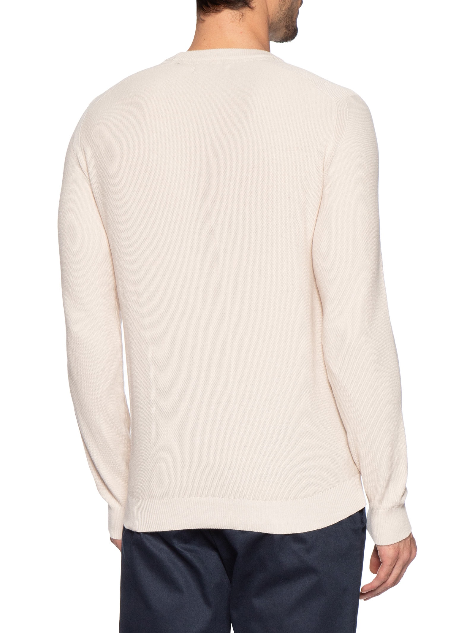 Suéter Tricot Masculino Gola Redonda Det Ombro Off White '2 Essential
