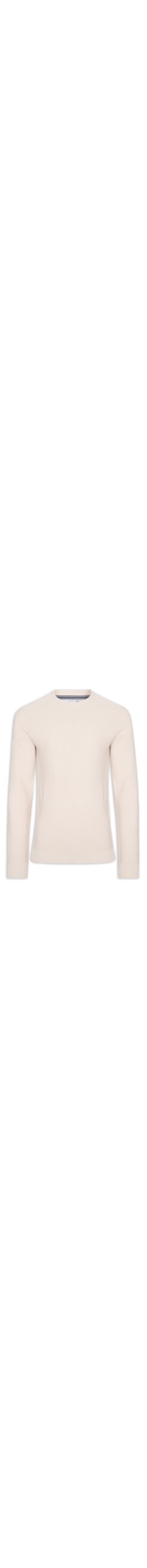 Suéter Tricot Masculino Gola Redonda Det Ombro - Off White