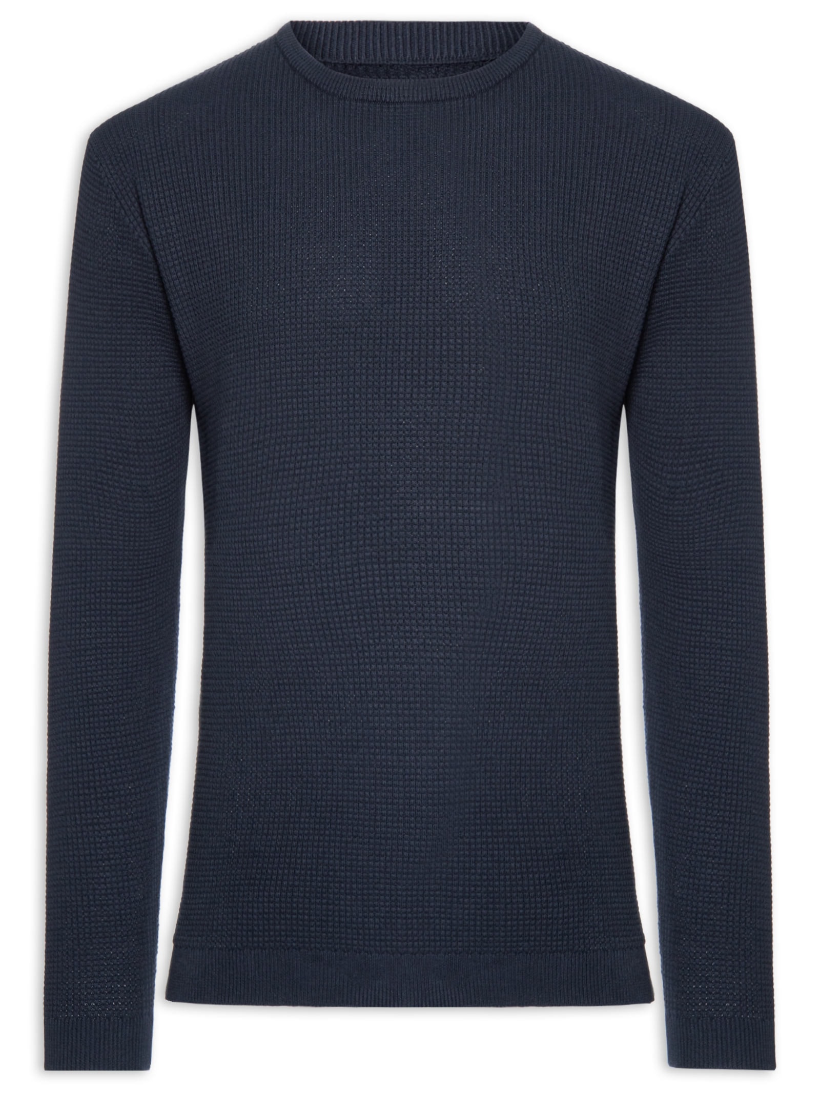 Suéter Tricot Masculino Gola Redonda Texturizada Azul '2 Essential