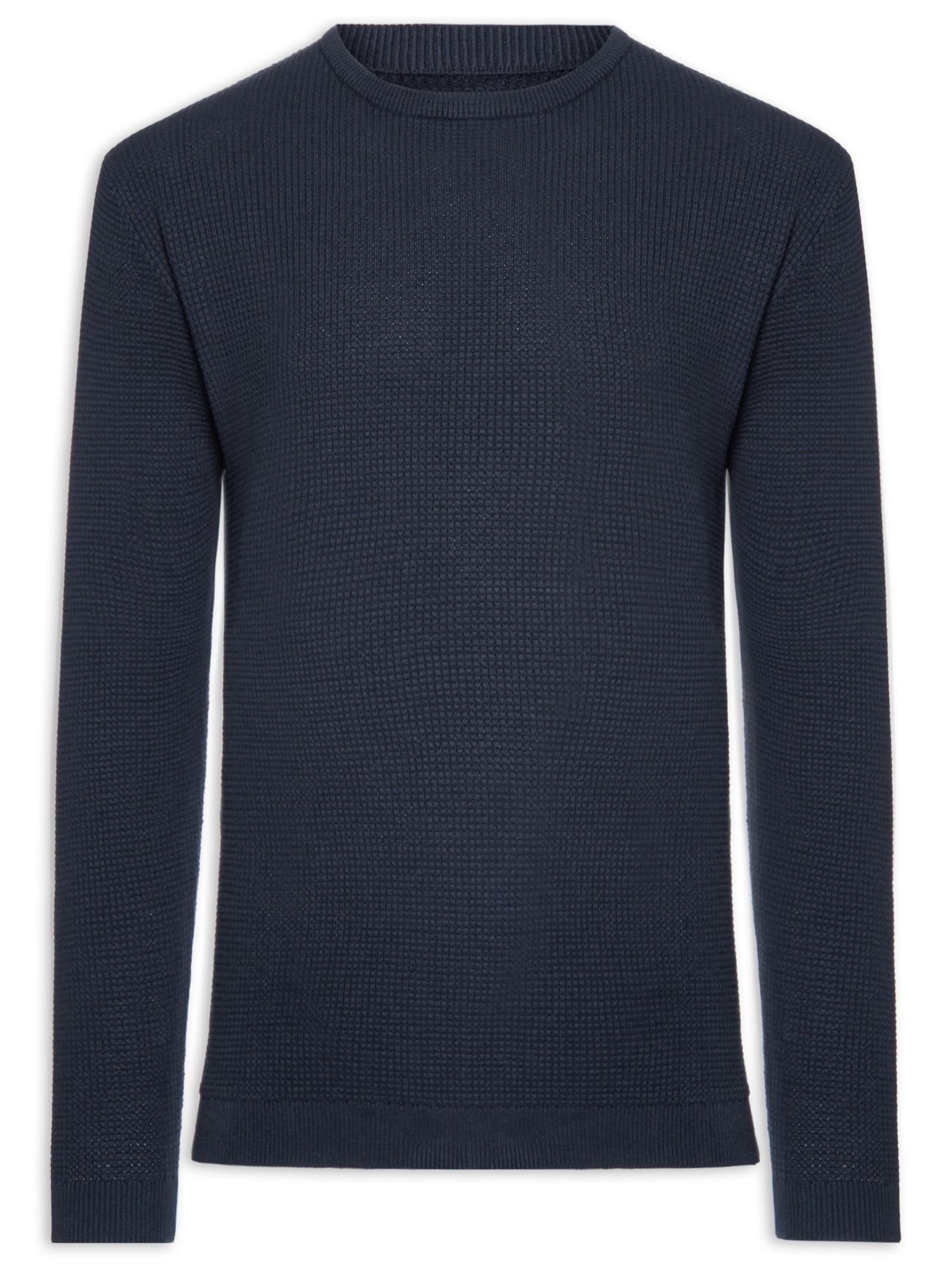 Suéter Tricot Masculino Gola Redonda Texturizada Azul '2 Essential