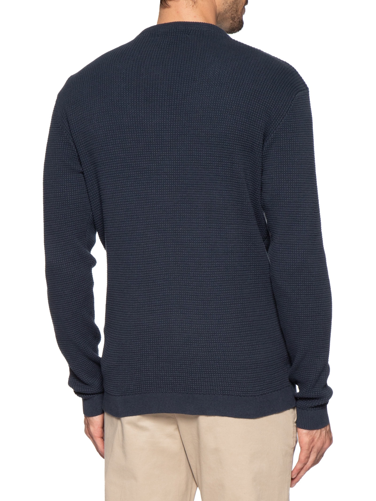 Suéter Tricot Masculino Gola Redonda Texturizada Azul '2 Essential